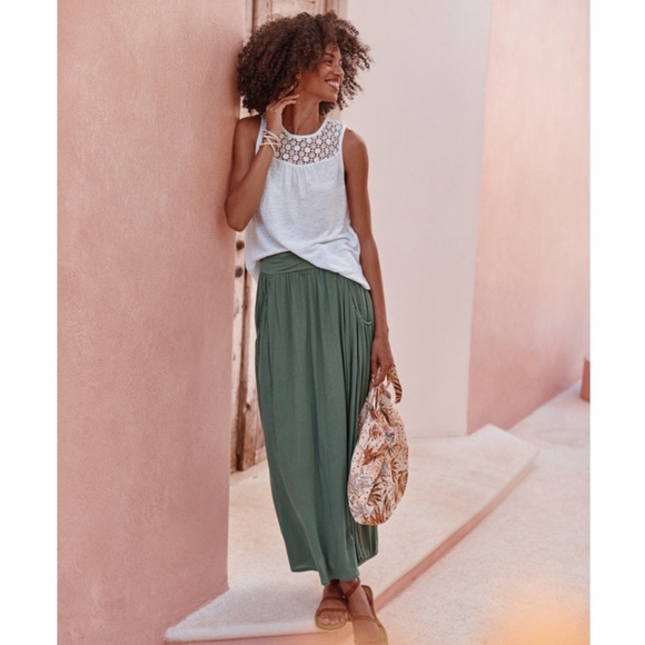 GARNET HILL Favorite Knit Maxi Skirt in Sage -  S - Picture 1 of 12